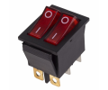 KCD2 Выключатель клавишный с подсветкой 250В 16А (6с) ON-OFF красный REXANT 36-2410