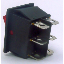KCD4-202N, 1кл. 6конт/2груп, красный OFF-ON, (16A 250VAC) переключатель с подсветкой