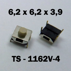 6.2x6.2x3.9 мм, TS-1162V-4, тактовая кнопка