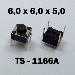 6.0x6.0x5.0 мм, TS-1166A, тактовая кнопка