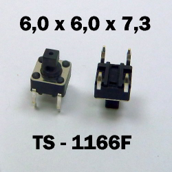 6.0x6.0x7.3 мм, TS-1166F, тактовая кнопка