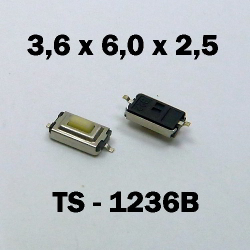 3.6x6.0x2.5 мм, TS-1236B, тактовая кнопка