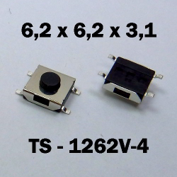 6.2x6.2x3.1 мм, TS-1262V-4, тактовая кнопка
