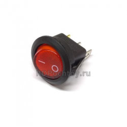 KCD1-8 Выключатель клавишный круглый 250V 6А (3с) ON-OFF красный с подсветкой REXANT 36-2570