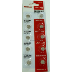 Батарейка Rexant AG3, LR41, LR736, G3, 192, GP92A, 392, SR41W 10BL 30-1038