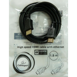 Кабель HDMI  1.8м, v1.4, Cablexpert 19M/19M, позол.разъемы, феррит E05145