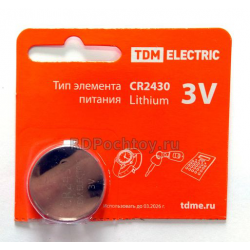 Батарейка TDM CR2430 3v BP-5 литиевая SQ1702-0030