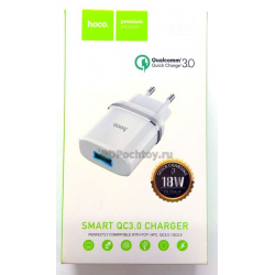 СЗУ HOCO C12Q Smart QC3.0 USB адаптер 3A белый