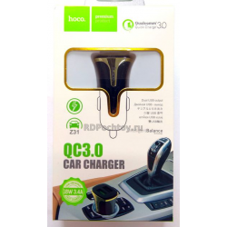 АЗУ HOCO Z31 Адаптер 2USB 3.4A QC3.0 черный автомобильный