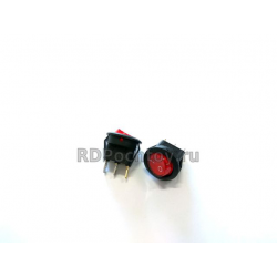 Выключатель 12В 20А (3с) ON-OFF круглый красный с подсветкой Rexant 36-2585