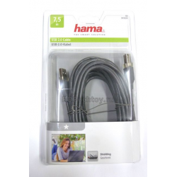 Шнур USB AM/BM 2.0  7.5м Hama серый 45024