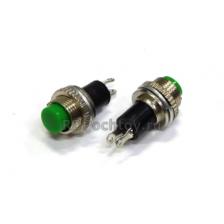 Кнопка DS-314 OFF-(ON), 250В 1А d10,2 зелёная без фиксации