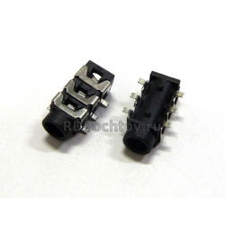 3.5мм гнездо стерео PJ313D, 6pin (3+3) SMD