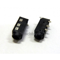 3.5мм гнездо стерео PJ320B, 4pin (3+1) SMD