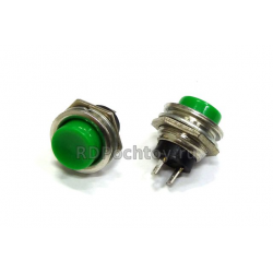 Выключатель-кнопка 250В 2А (2с) (ON)-OFF d16.2 металл зелёная REXANT 36-3353