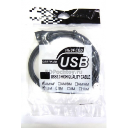 Шнур USB AM/AF 2.0  1.5м  черный