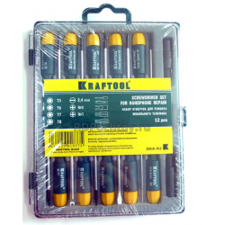 Отвертки 12 предм. для точных работ, KRAFTOOL 25616-H12