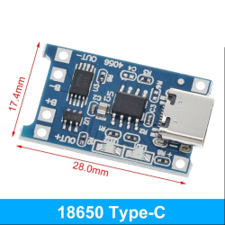 Плата TP4056 для зарядки 18650 1A Type-C EM-828