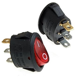 DAV R/3P красный ON-OFF 6A 250V  Выключатель овальный с подсветкой