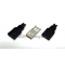 USB штекер на кабель, 4 pin, чёрный корпус E04727